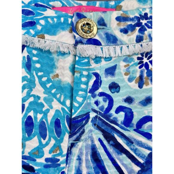 Lilly Pulitzer Adie Shorts Half Shell turquoise blue sea shells summer preppy 8 - Picture 4 of 10